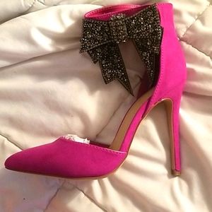Magenta 4-5 inch heel w/bow